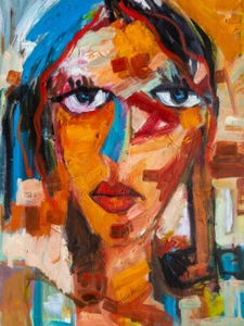 "Pintura artística original grande sobre lienzo estirado cebado 18"" x 24" - Imagen 1 de 5