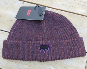 LEVI STRAUSS Deep Purple Dockyard BEANIE HAT Soft Knit Crop UNISEX Toque LEVI'S - Picture 1 of 5