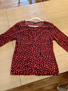 The Limited Shirt Damen großer geometrischer Druck durchsichtig Schlüsselloch rot blau - Bild 1 von 3