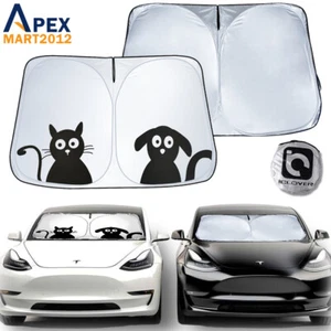 Car Windshield Sun Shade Visor For Tesla Model 3 Y Front Window Cover UV Block - Picture 1 of 14