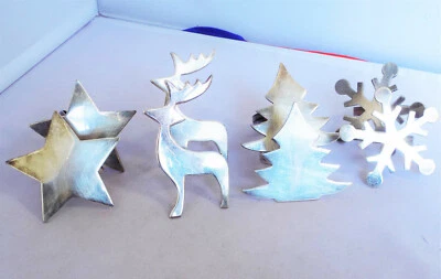 Juego de 8 Anillos Servilleteros Navidad Plateados Pier 1 Importaciones Árbol Reno Estrella Foto 1 de 4