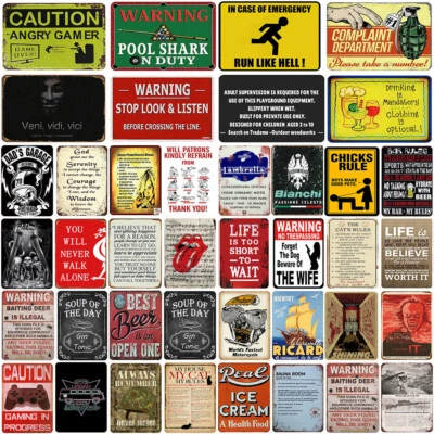 Retro Metal Tin Signs Plaques Wall Plates Garage Club Pub Art Customize Decor - Image 1 of 4