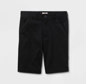 Boys' Regular Fit Flat Front Uniform Shorts - Cat & Jack Black Size 6 - Picture 1 of 3