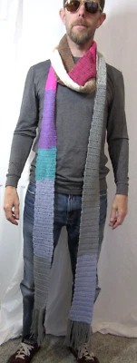 Bufanda Multicolor 180x4 Extra Ginormous Larga Hecha a Mano Crochet Invierno Hombres Mujeres Foto 1 de 4