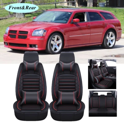 Juego de fundas de asiento de auto de 5 plazas delanteras y traseras de cuero PU para Dodge Magnum Foto 1 de 4