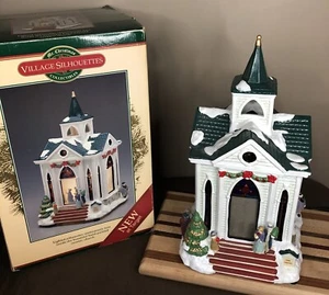 MR CHRISTMAS Ceramic Lighted CHURCH Village Rotating Silhouettes Christmas - Picture 1 of 22