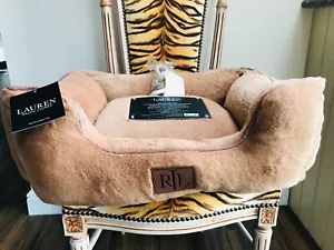 NEUF RALPH LAUREN FAUSSE FOURRURE MARRON CHIEN LIT ANIMAL TAILLE 61 CM X 51 CM + JOUET CORDE POUR CHIEN - Photo 1/9