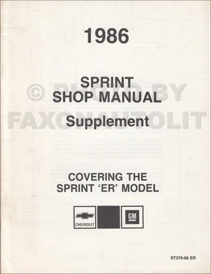1986 Chevrolet Sprint Er Tienda Manual Suplemento Chevy Reparar Servicio Modelos - Imagen 1 de 2