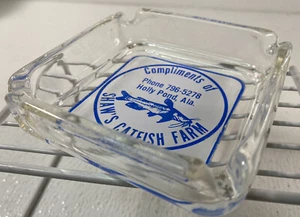 Vintage Shaw Catfish Farm HollyPond Alabama Clear Glass 3.5” - Picture 1 of 6