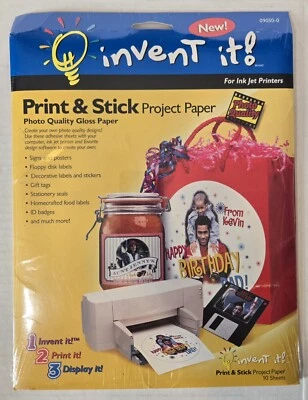 INVENT IT! PRINT PEEL & STICK 10 SHEETS 8.5”x11” GLOSS PROJECT PICTURE PAPER - Image 1 of 2