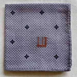 VTG Dunhill Handkerchief Purple Cotton Floral Geometric Cross Pocket Square 18" - Picture 1 of 3