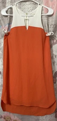 Vestido recto GB Gianni Bini XS para mujer sin mangas naranja/blanco totalmente forrado Foto 1 de 4