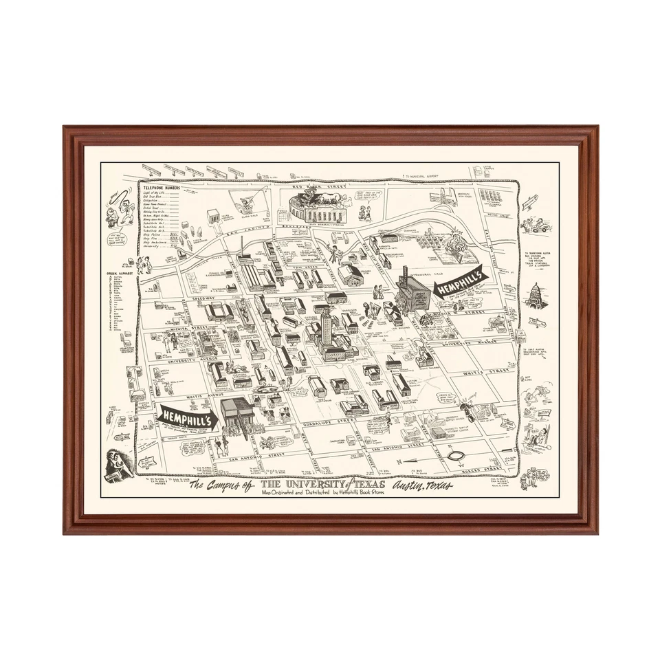 Old Map of University of Texas in Austin, TX 1945 - Vintage - Image 1 of 4