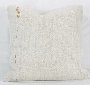 Funda de Almohada Decorativa Hecha a Mano Cáñamo Turco Kilim 20x20 Blanco Kilim Cojín - Imagen 1 de 9