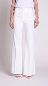 EDAS Pantaloni Donna a Zampa Rasatello di Cotone Made In Italy Bianco Taglia 42 - Imagen 1 de 3