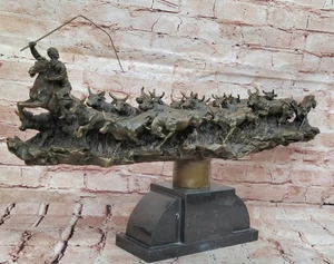 Art Deco Extra Grande Hecho a Mano 100 Ganado Granja Cabaña Decoración Bronce Escultura Estatua - Imagen 1 de 10