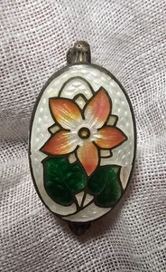 Antiguo Sombrero Pin Esmaltado Cloisonne sobre Latón Floral Hermoso delicado - Imagen 1 de 7