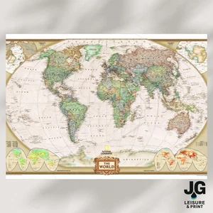 Vintage World Map | Antique-Inspired Wall Print | Poster Unframed A5 A4 A3 A2 A1 - Picture 1 of 3
