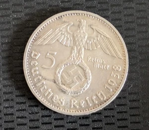 Deutschland Drittes Reich Münze 5 Reichsmark 1938 F Hindenburg mit Hakenkreuz - Bild 1 von 2