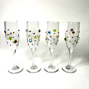 Rhinestone Jewelled Champagne Flutes Set of 4 - Picture 1 of 15