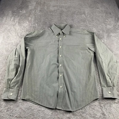 Camisa de vestir Dockers abotonada para hombre mediana 15-15,5 rayas verdes manga larga Foto 1 de 4