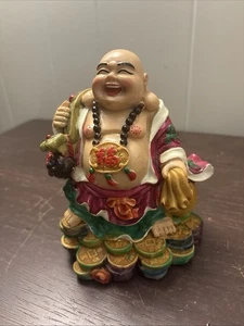 Vintage 5.75” Laughing Buddha Statue Heavy Resin - Picture 1 of 7