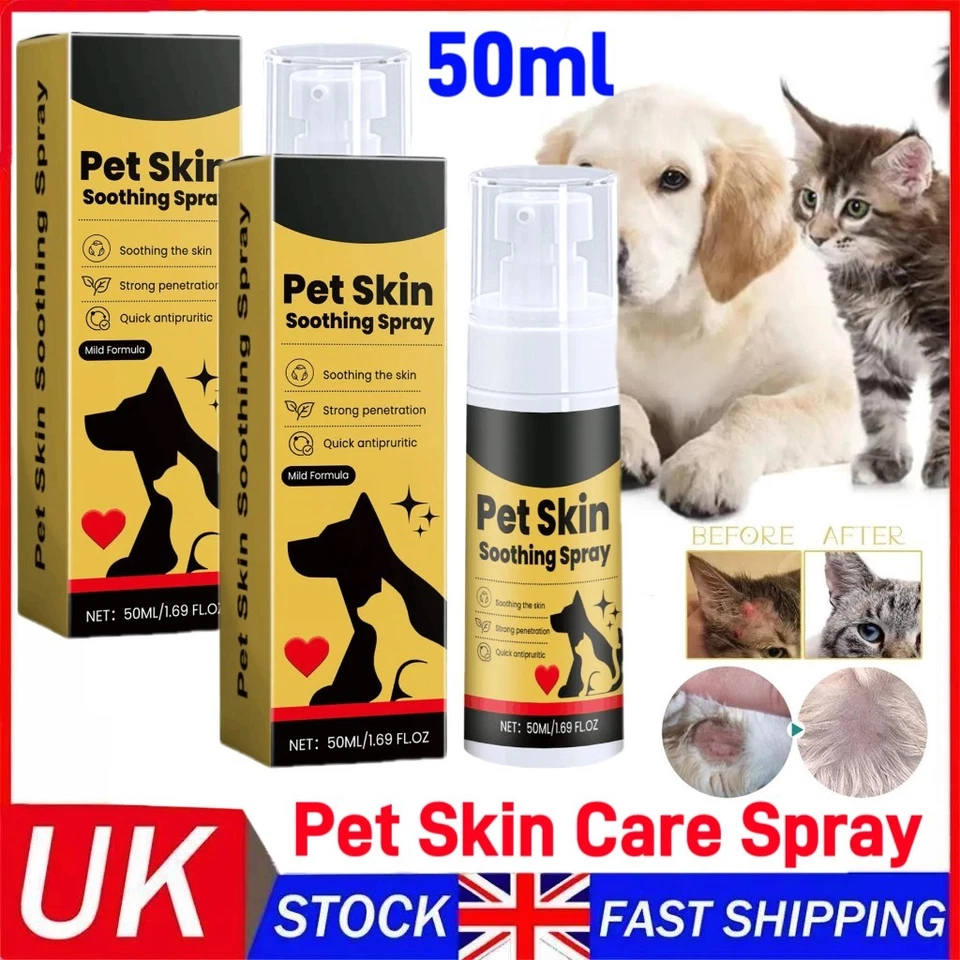 1-5PCS Pet Skin Treatments Spray 50ml External Care Itch Relief Liquid Portable