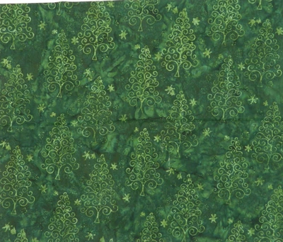 Качественная батик ткань хлопок многоцветный зеленый + вьющиеся деревья Q 44 дюйма x 1 ярд - Изображение 1 из 2