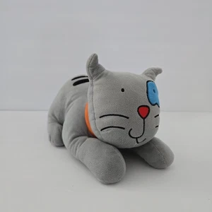 Caillou Gilbert Cat Plush Stuffed Animal ~ 12” Gray Cat with Orange Bow - Picture 1 of 7