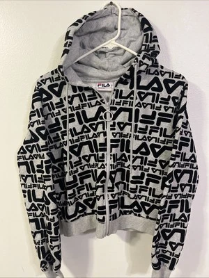 Fila Naomi Mujer Talla Mediana Sudadera con Capucha Cremallera Completa Sudadera Negra y Gris Foto 1 de 4