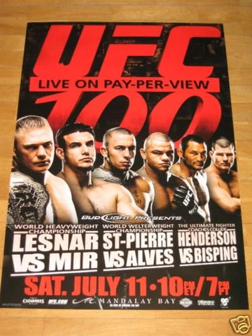 UFC 100 Original Poster - Georges st-Pierre Dan Henderson Lesnar Me Bisping GSP Cover