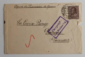 Austria Prisoner of War PoW Red Cross Uberpruft WW Military Censor Denmark Cover - Picture 1 of 2