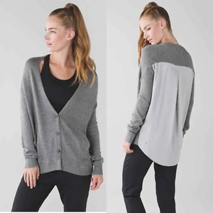 Lululemon womens size 8 Cardi In The Front Heathered Grey button solid pockets - Picture 1 of 9