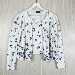 Route 66 Y2K Cami Cardigan Set Damen weiß Blumenmuster Langarm extra groß XL - Bild 1 von 9