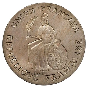 Polynésie Française 50 centimes 1948 ESSAI Union Française nickel-bronze KM.E2 - Imagen 1 de 2