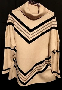 Autumn Skye Turtleneck Pullover Sweater Viscose Beige and Brown Women's Medium - Picture 1 of 10