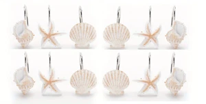 Decorative Seashell Shower Curtain Hooks - 12pcs - Antirust - Resin- Beach Decor - Picture 1 of 9