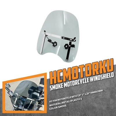 18" x 16" Smoke Windshield Fit For Universal 7/8" 1" 1.25" Handlebar Motorcycle — 第 1/4 张图片