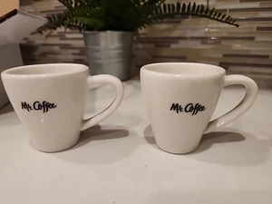 Set of 2 Vintage Mr. Coffee White Ceramic Espresso Demitasse Cup Set - New - Picture 1 of 9