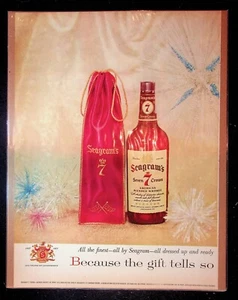 1950s Seagram's 7 Whiskey, V.O, Gin Golden Gift Giving Art 2pg Vintage Print Ad - Picture 1 of 2
