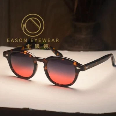 Gafas de sol Johnny Depp para hombre marco de acetato tortuga lente degradada cabernet UV400 Foto 1 de 4