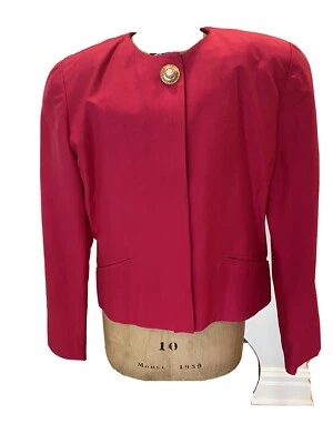 Blazer Ann Taylor de seda fúcsia, tamanho 6, botões de joias pérola - Imagem 1 de 4
