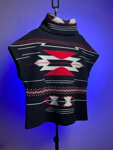 Ralph Lauren Purple Label Poncho M Aztec Wool Cashmere Pullover Cape Rare Made i - Picture 1 of 10