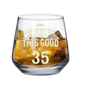 35th Birthday Gift Glass Age 35 Years Funny Present Keepsake Whiskey Wine 345ml - Picture 1 of 9