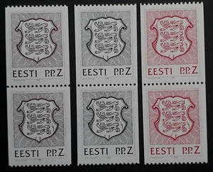 1992 Estonia lot of 3 pairs of P.P.Z. Coat of Arms stamps MNG - Picture 1 of 2