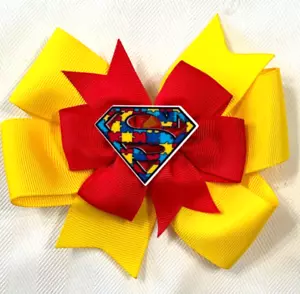 Beautiful Autism Puzzle Pieces inspired hair bow for girls. - Picture 1 of 2