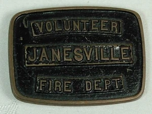 FIBBIA CINTURA METALLO VIGILI DEL FUOCO VOLONTARI JANESVILLE - Foto 1 di 2