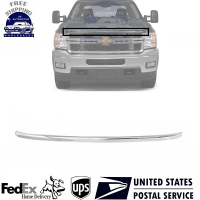 New Front Hood Molding Chrome For 2011-2014 Chevrolet Silverado 2500HD 3500HD Foto 1 de 4