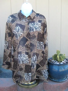 BonWorth halbtransparente Bluse Tiermotiv 3/4-Ärmel 100 % Polyester Größe Large gebraucht, in einwandfreiem Zustand - Bild 1 von 5
