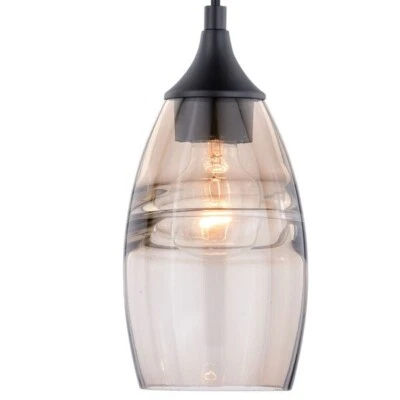 Vaxcel P0277 Milano Mini Pendant Oil Rubbed Bronze Amber Fog Glass - Image 1 of 4
